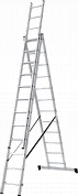 Лестница алюминиевая трёхсекционная 15 ступеней, высота 10.26м