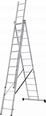 Лестница алюминиевая трёхсекционная 17 ступеней, высота 11.82м