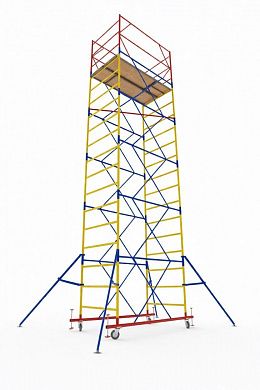 Вышка - тура высота 16 метров, 1,2м х 2,0м (базовый блок + 12 секций), с колесами